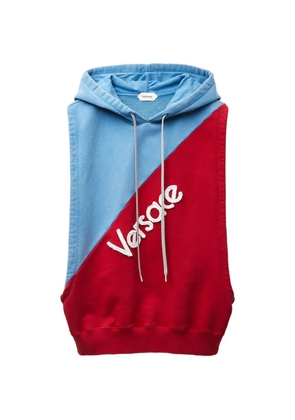 Versace embroidered cotton sleeveless hoodie - Blue