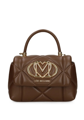 Love Moschino logo-plaque tote bag - Brown
