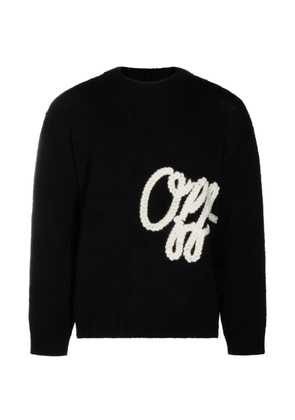 Off-White logo-embroidered crew-neck sweater - Black