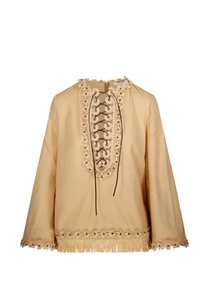 ZIMMERMANN Mahon lace-up tunic top - Neutrals