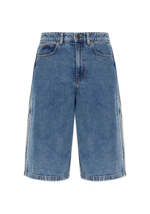 adidas side-stripe denim shorts - Blue