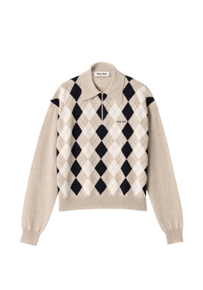 Miu Miu Cashmere polo sweater - Neutrals