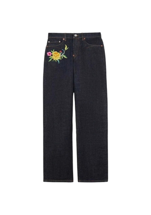 Kenzo Wildflower straight-leg~cotton trousers - Blue