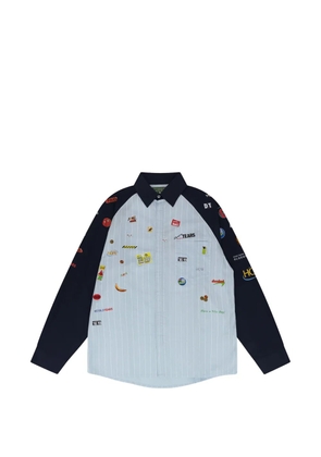 Denim Tears patch-detail striped shirt - Blue