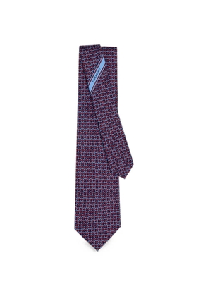 Ferragamo Gancini-print silk tie - Blue