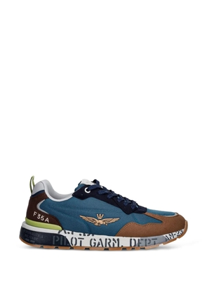 Aeronautica Militare logo-embroidered panelled sneakers - Blue
