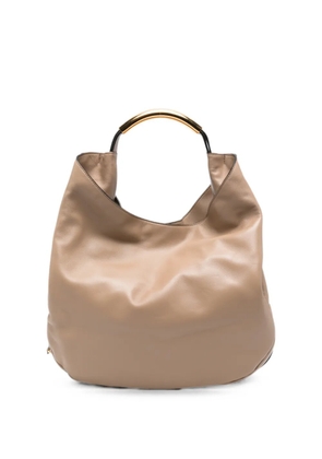 Moschino Handle Me logo-plaque tote bag - Neutrals