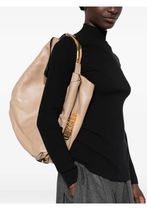 Moschino Handle Me logo-plaque tote bag - Neutrals
