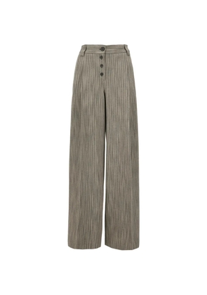 Paul Smith grey herringbone wide-leg pleated trousers