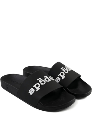 SP5DER logo-embossed slides - Black