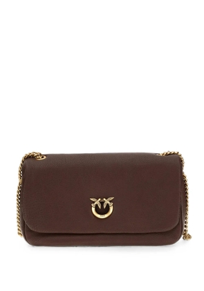 PINKO Love Birds Click soft horizontal leather shoulder bag - Brown
