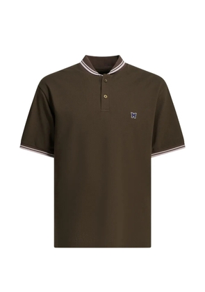 Needles embroidered-logo striped-trim polo shirt - Brown