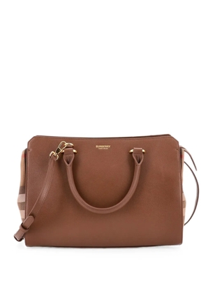 Burberry Pre-Owned Banwell Leather and House Check Canvas Small tote bag - Brown