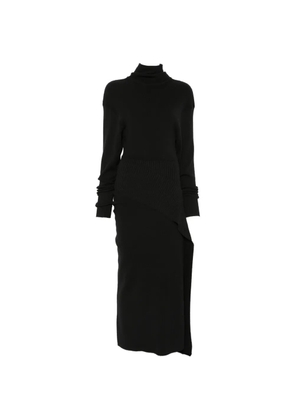 Lanvin ribbed-knit turtleneck asymmetric dress - Black