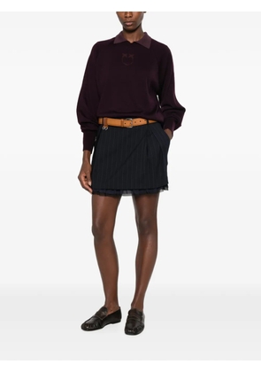 PINKO Love Birds-embroidered raglan-sleeve sweater - Purple