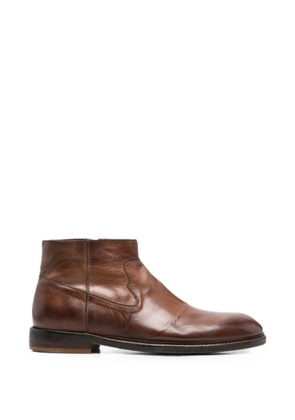 Moma side-zip leather ankle boots - Brown
