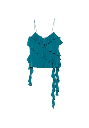 Love Moschino ruffled spaghetti-strap top - Blue