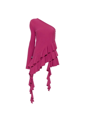 Love Moschino one-shoulder ruffled top - Purple