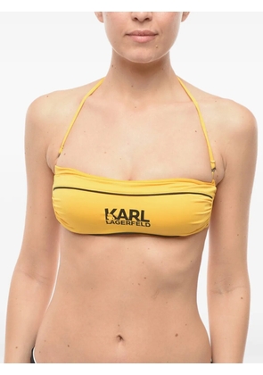 Karl Lagerfeld logo-print bandeau bikini top - Yellow
