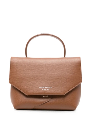 Emporio Armani 1981 logo-print leather clutch bag - Brown