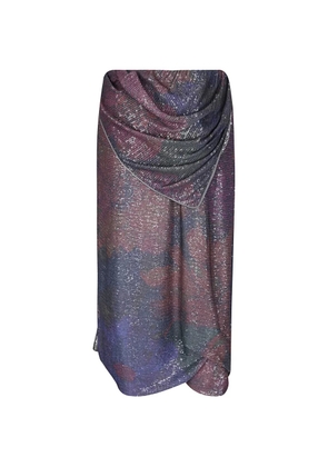 Maison Margiela printed paillettes draped maxi skirt - Purple