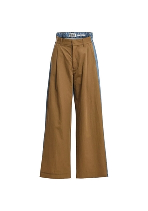 Essentiel Antwerp Krisp denim-panel wide-leg trousers - Brown