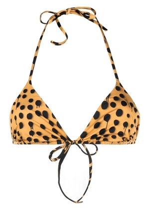 DSQUARED2 leopard-print halterneck bikini top - Neutrals