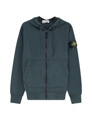 Stone Island logo-patch zip-up hoodie - Green