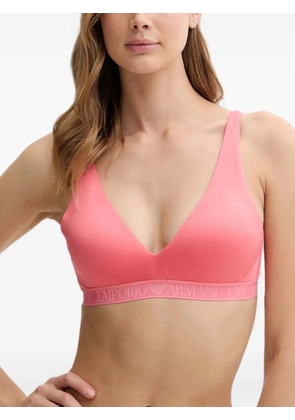Armani Exchange logo-tape triangle bra - Pink