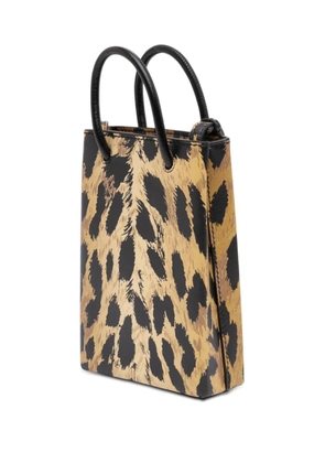 Balenciaga Pre-Owned 2020 Mini Leopard Print Logo Shopping Phone Holder satchel - Brown