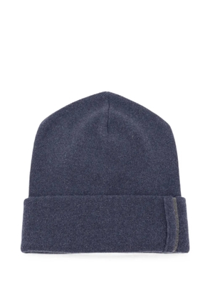 Brunello Cucinelli monili-chain turn-up brim beanie hat - Blue