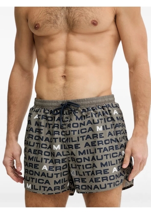 Aeronautica Militare logo-print drawstring swim shorts - Green