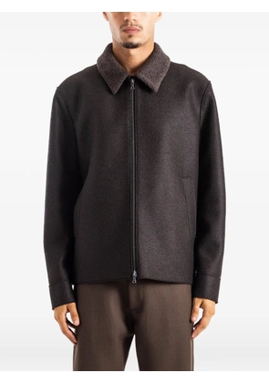 Harris Wharf London Golf bouclé-collar pressed-wool jacket - Brown