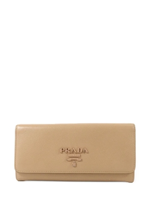Prada Pre-Owned logo-plaque leather wallet - Neutrals