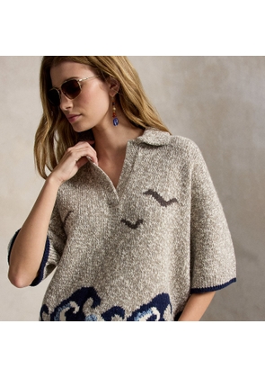 Wave-Motif Wool-Blend Jumper