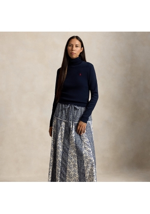 Floral Cotton and Silk A-Line Skirt