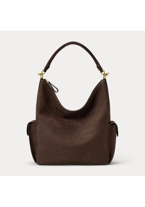 Croc-Embossed Large Blaike Shoulder Bag
