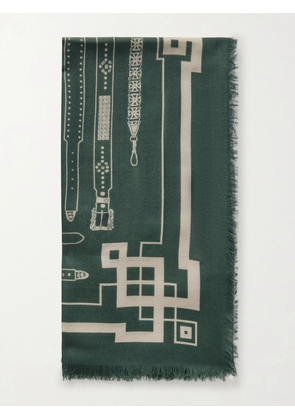 Enfants Riches Déprimés - Printed Wool and Silk-Blend Scarf - Men - Green