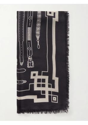 Enfants Riches Déprimés - Printed Wool and Silk-Blend Scarf - Men - Black