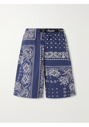 KAPITAL - Easy Straight-Leg Belted Bandana-Print Cotton Shorts - Men - Blue - 2