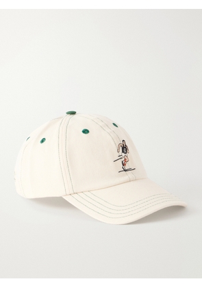 Drake's - Embroidered Cotton-Twill Cap - Men - Neutrals