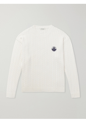 FRAME - Logo-Embroidered Cable-Knit Cotton and Wool-Blend Sweater - Men - Neutrals - S