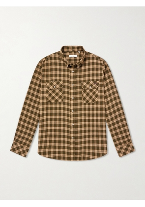 Wales Bonner - Canopy Button-Down Logo-Embroidered Checked Cotton Shirt - Men - Yellow - IT 44