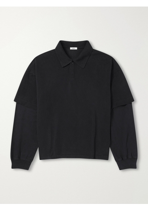AGOLDE - Curren Layered Cotton-Piqué Polo Shirt - Men - Black - S