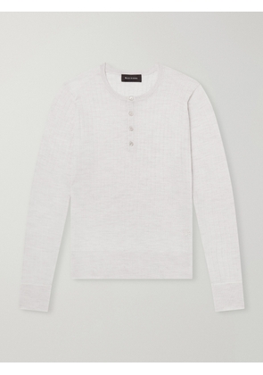 Wales Bonner - Nile Ribbed Wool Henley T-Shirt - Men - Neutrals - XS