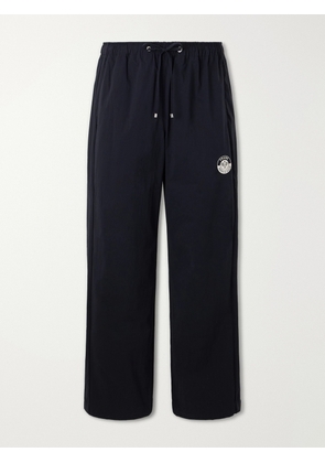 FRAME - Straight-Leg Drawstring Logo-Embroidered Cotton-Blend Trousers - Men - Blue - S