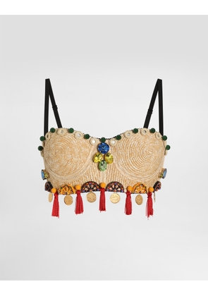 Dolce & Gabbana Raffia Top With Embroidery - Woman Shirts And Tops Multi-colored 42