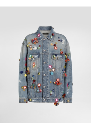 Dolce & Gabbana Denim Jacket With Applications - Woman Denim And Jeans Multi-colored 38