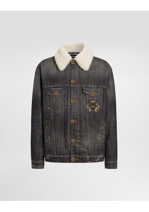 Dolce & Gabbana Denim Jacket With Logo Patch - Man Denim Multi-colored 48
