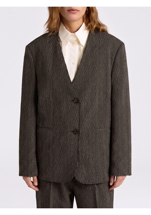 MOMONÌ Asymmetric Cotton and Linen Blend Blazer